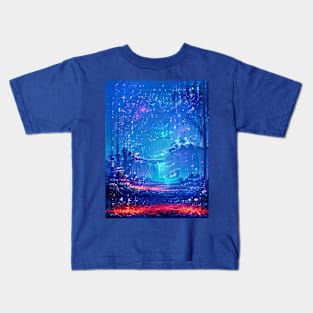 Blue forest night Kids T-Shirt